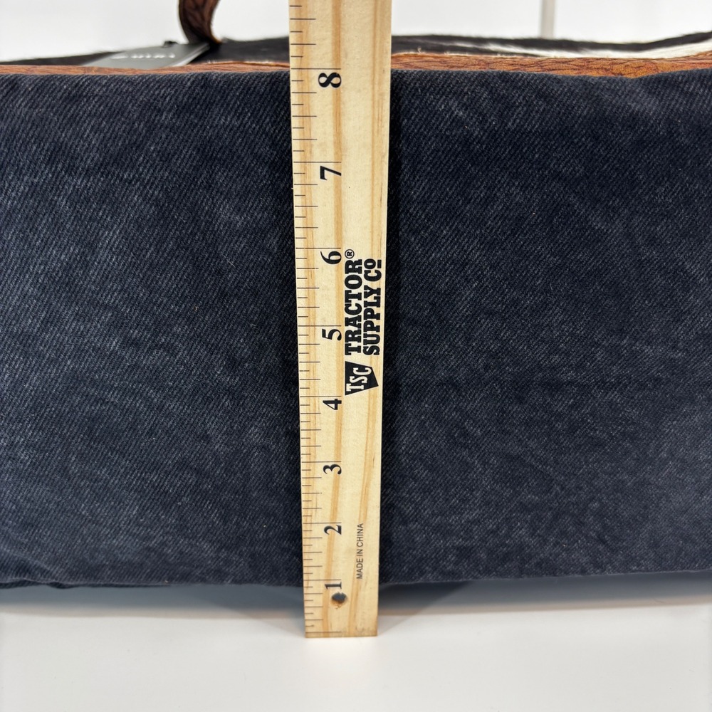 Myra Asher Weekender Bag Women's Brown Cowhide Leather Denim S-6780 Boho New - Picture 4 of 14